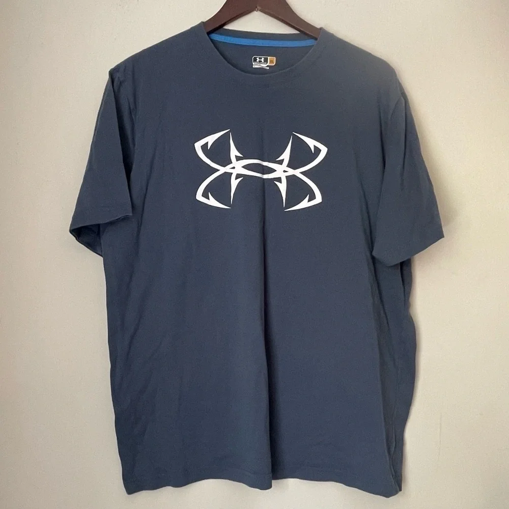 Under Armor | Blue Gray T-shirt with White Under Armor Logo | XL